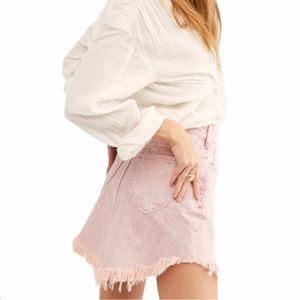 FREE PEOPLE Bailey Denim Mini Skirt Jungle Flower Pink 26